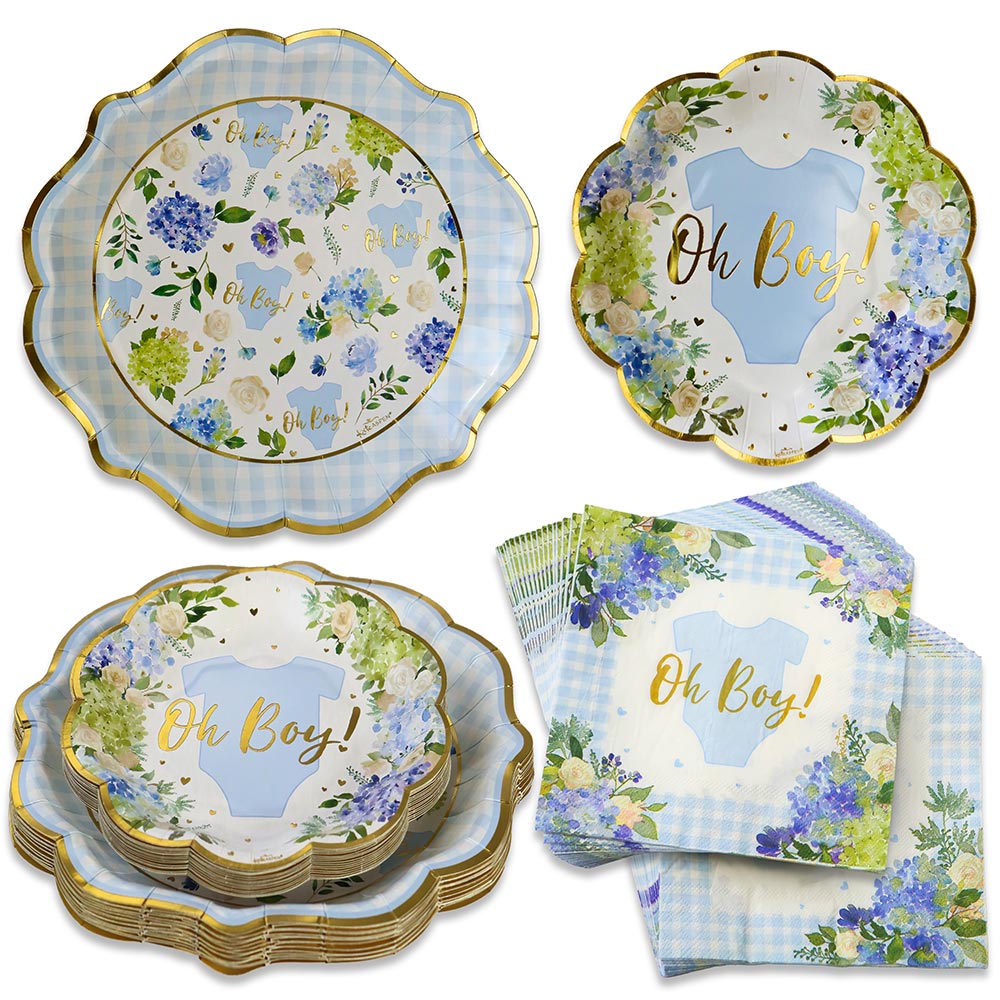 Baby Shower Onesie Tableware Set - Blue