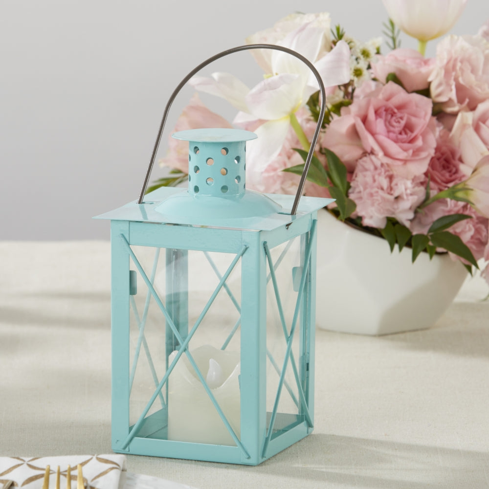 Luminous Blue Lantern Tea Light Holder - Medium