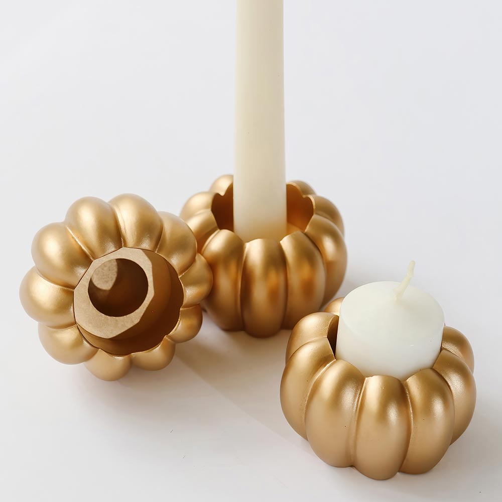 Pumpkin 2 in 1 Tealight/Candlestick Holder (Set of 6) - Gold