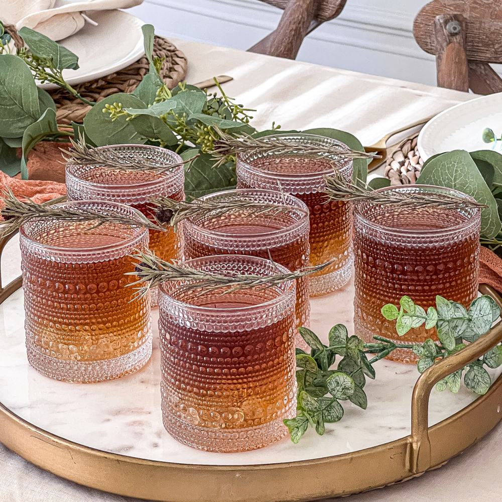 10 oz. Textured Beaded Clear Glass (Set of 6)