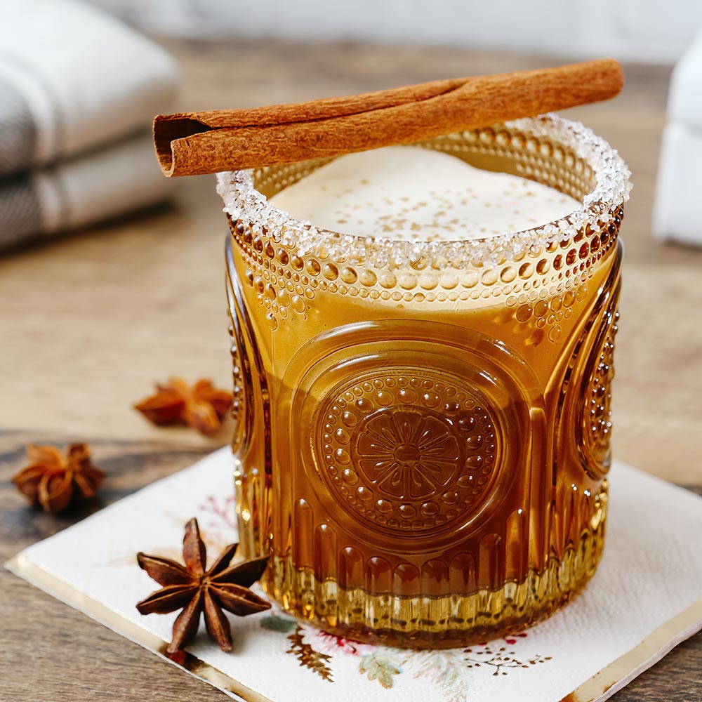 10 oz Retro Arch Floral Ribbed Glassware - Set of 6 (Amber)