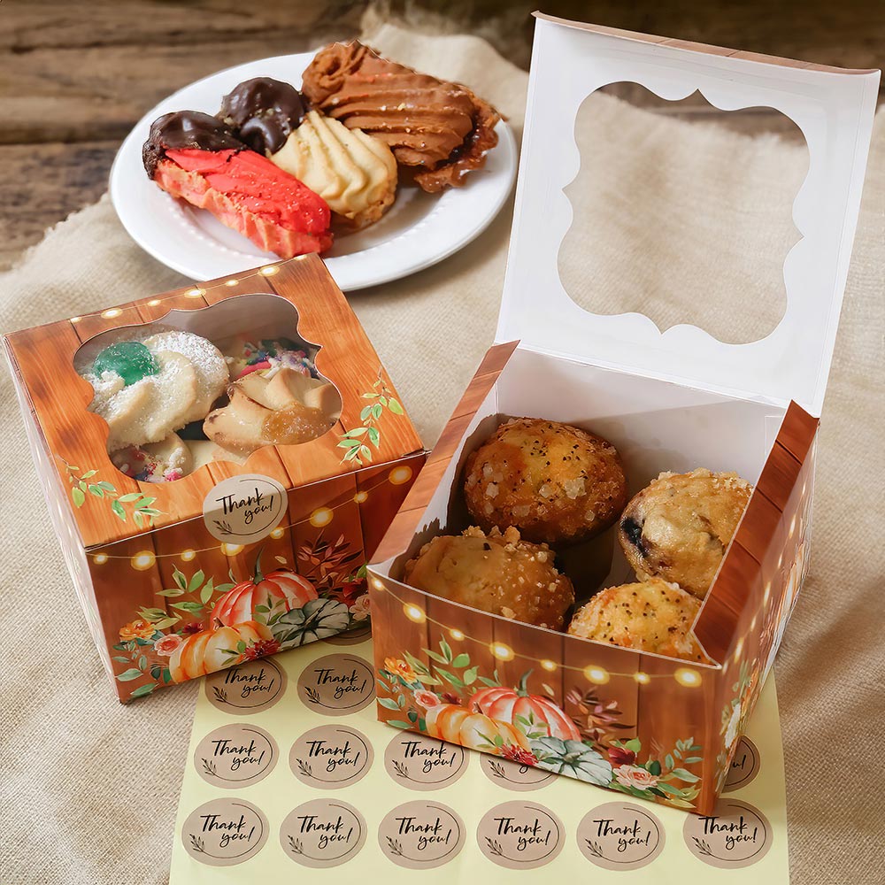Fall Cookie Boxes with seal sticker (Set of 30)