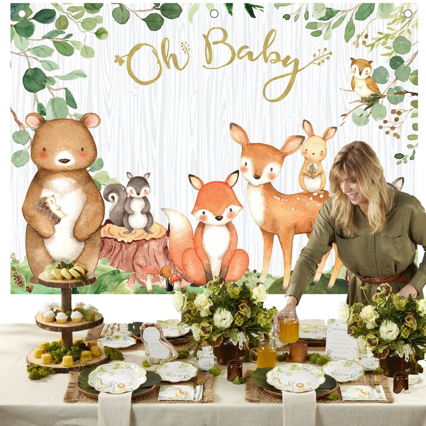 Woodland Baby Shower Photo Backdrop