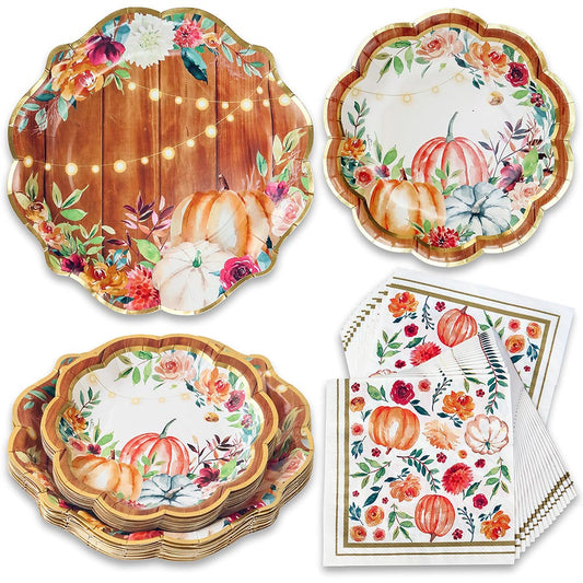 62 pcs Fall/Thanksgiving Tableware Set