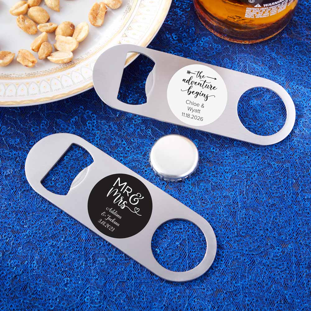 Personalized Silver Oblong Bottle Opener - Wedding