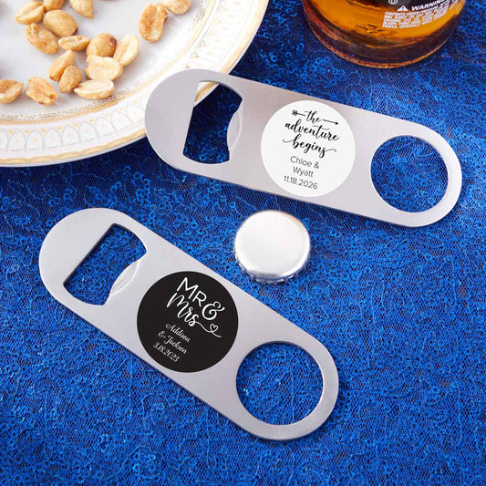Personalized Silver Oblong Bottle Opener - Wedding