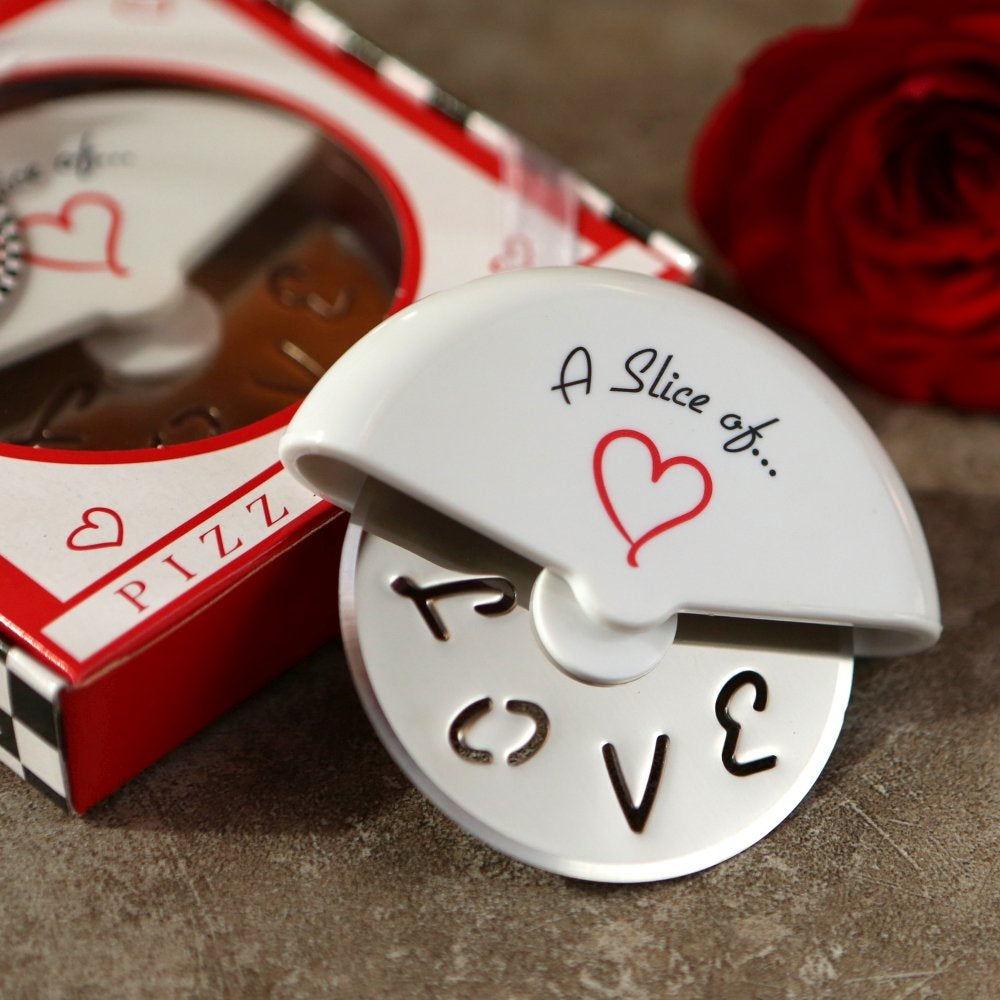 "A Slice of Love" Stainless-Steel Pizza Cutter in Miniature Pizza Box