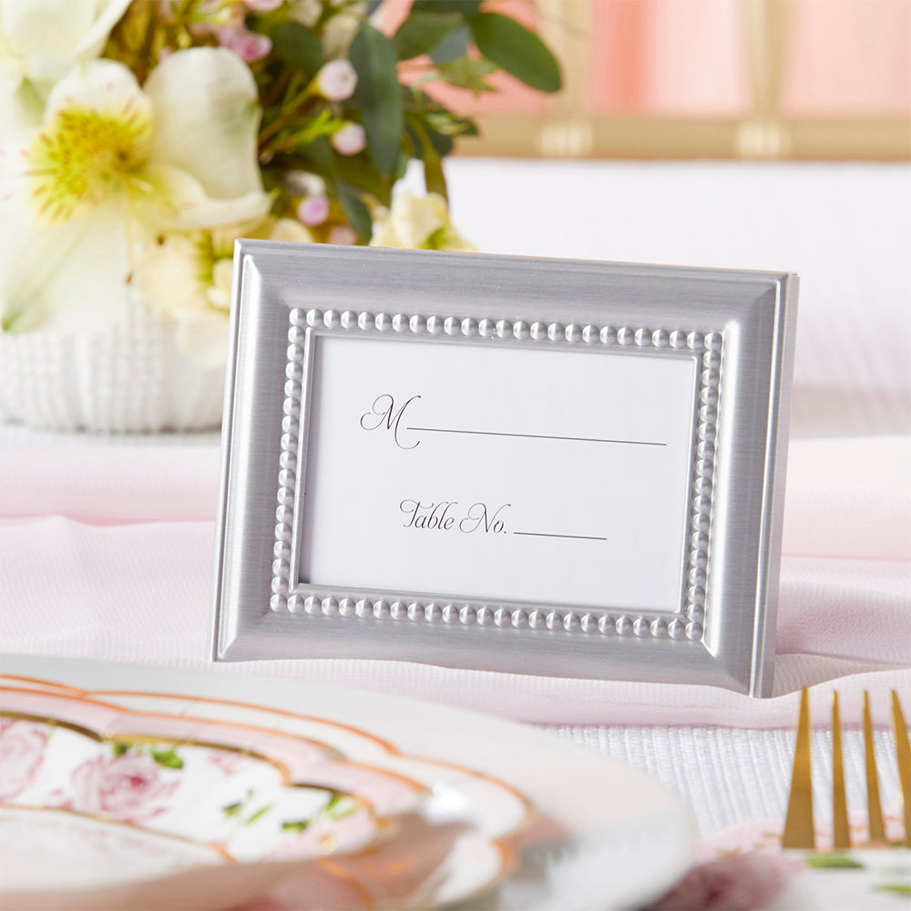 Beautifully Beaded Silver Place Card/Photo Holder (Set of 6)