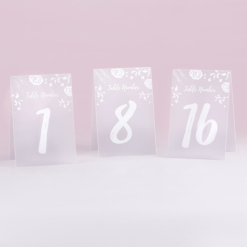 White Frosted Floral Tented Table Numbers (1-18)