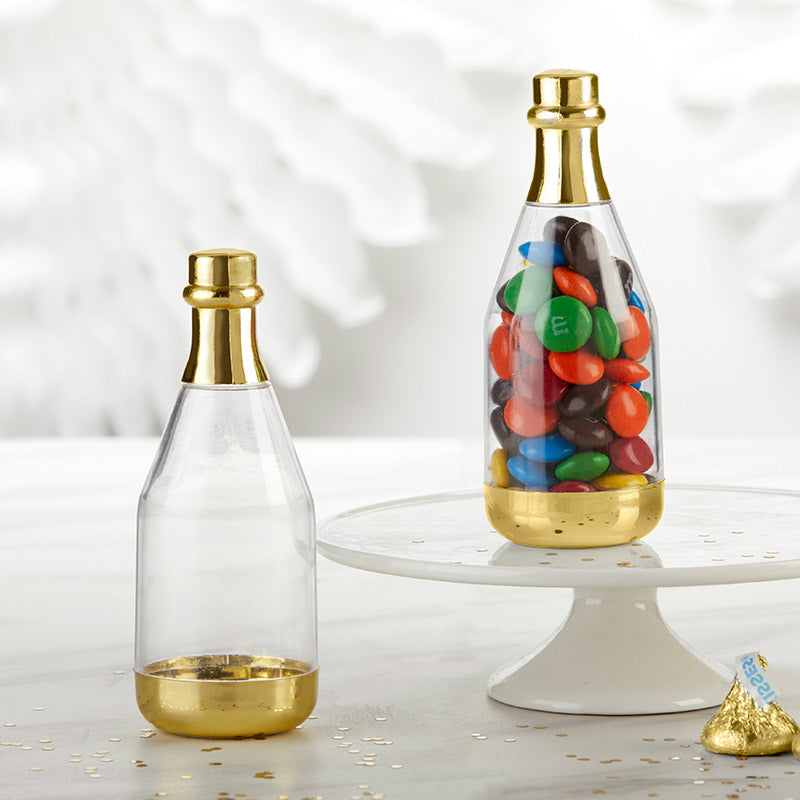 Gold Metallic Champagne Bottle Favor Container - DIY (Set of 12)