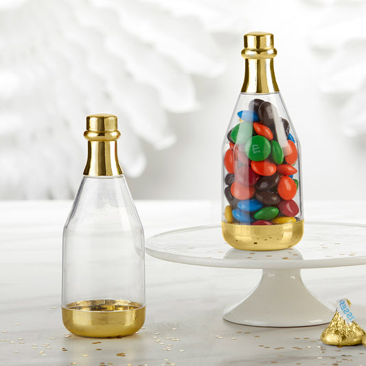 Gold Metallic Champagne Bottle Favor Container - DIY (Set of 12)