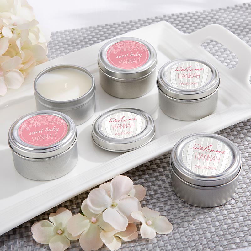 Personalized Travel Candle - Rustic Baby Shower