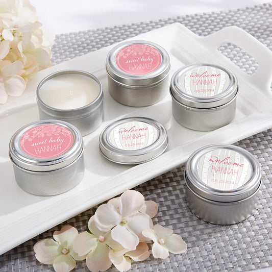 Personalized Travel Candle - Rustic Baby Shower