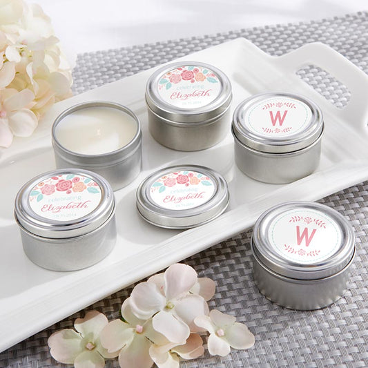Personalized Travel Candle - Kate's Rustic Bridal Shower Collection