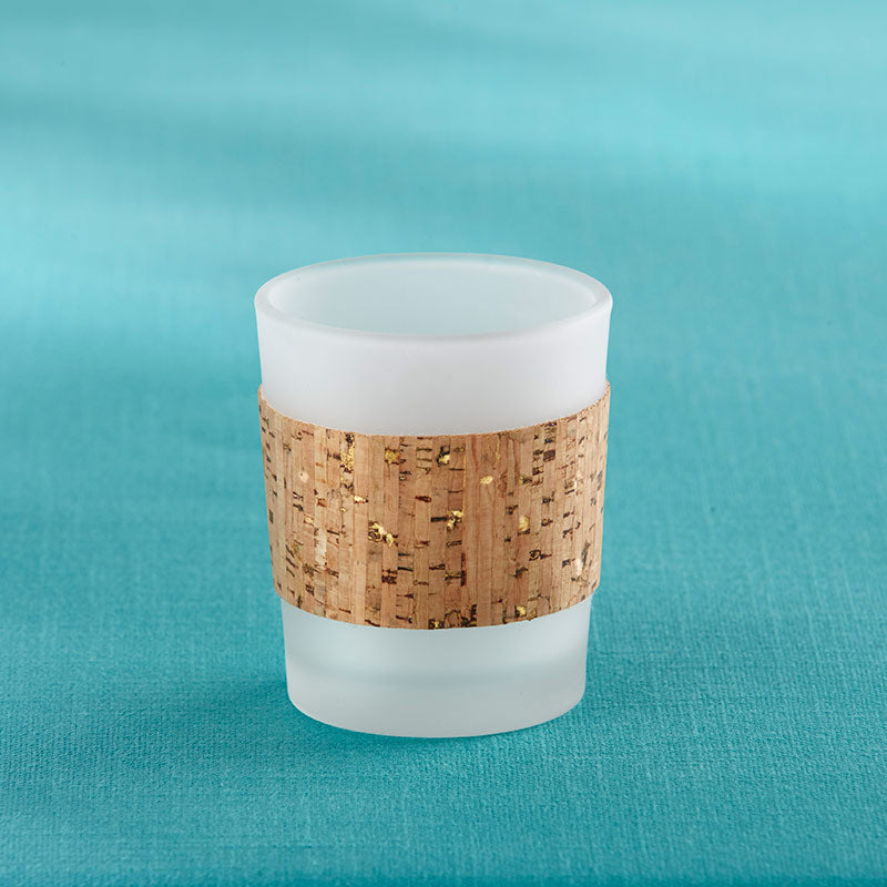 Tropical Chic Gold Glitz Cork Wrapped Tea Light Holder (Set of 4)
