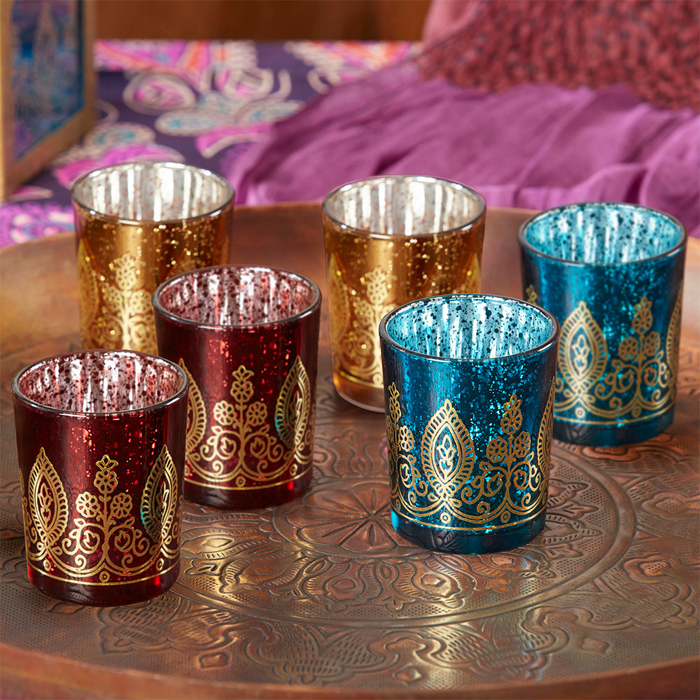 Indian Jewel Henna Votives - Assorted (Set of 6)