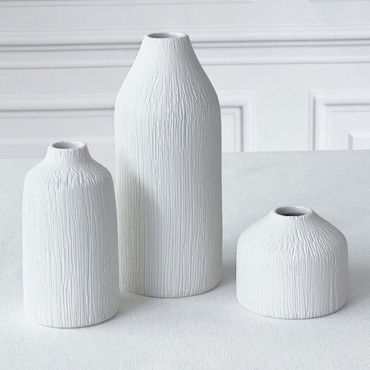 Boho Ceramic Bud Vase - White (Set of 3)