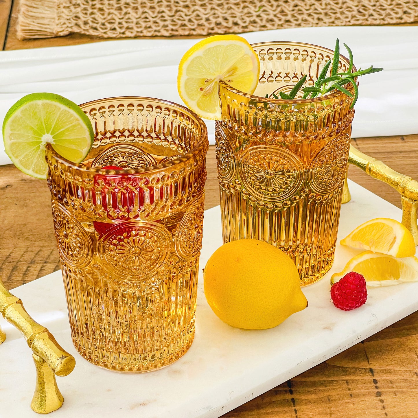 13 oz. Vintage Textured Amber Drinkware (Set of 6)