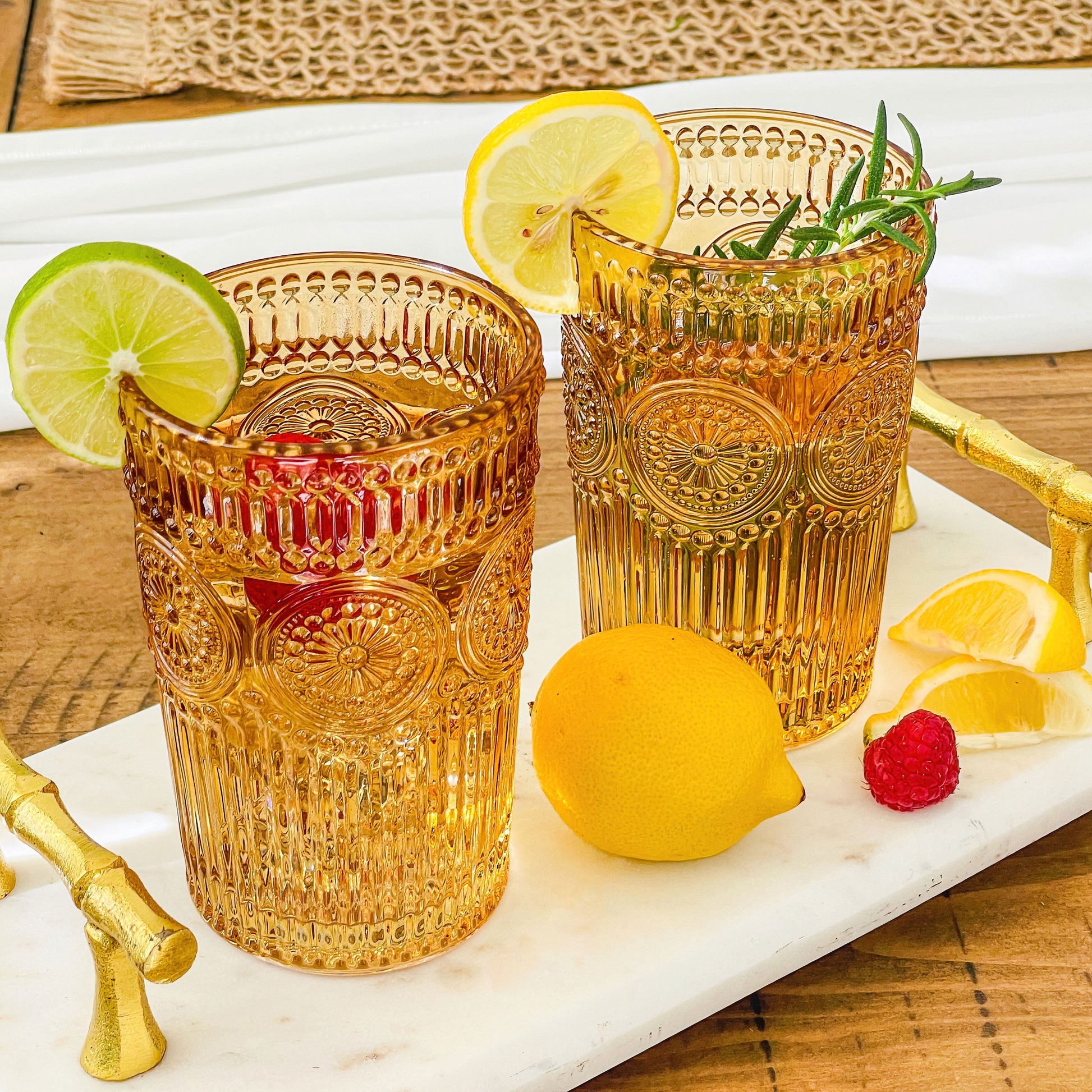 13 oz. Vintage Textured Amber Drinkware (Set of 6)