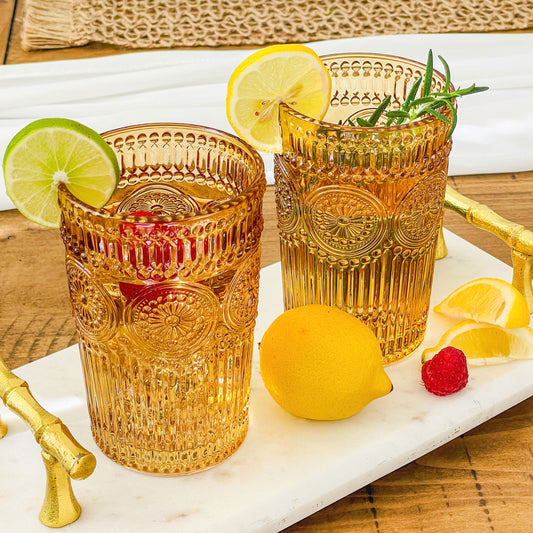 13 oz. Vintage Textured Amber Drinkware (Set of 6)
