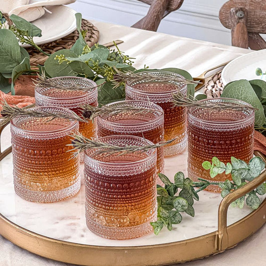 10 oz. Textured Beaded Clear Glass (Set of 6)