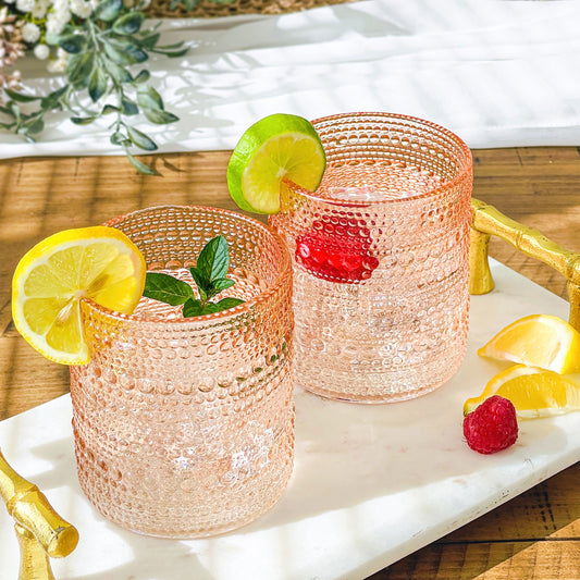 10 oz. Textured Beaded Red Glass (Set of 6)