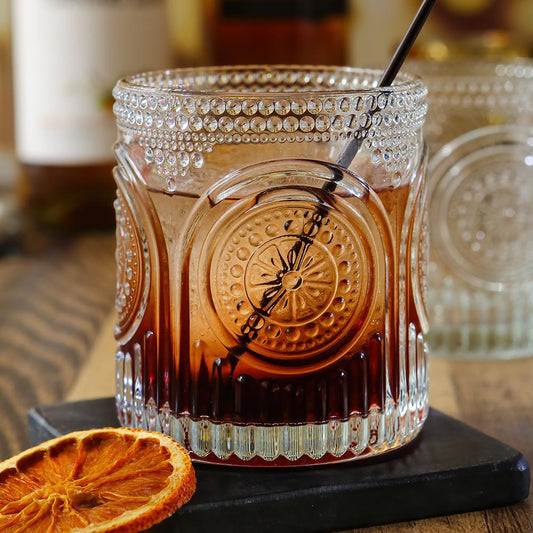 10 oz Retro Arch Floral Ribbed Glassware - Set of 6 (Clear)