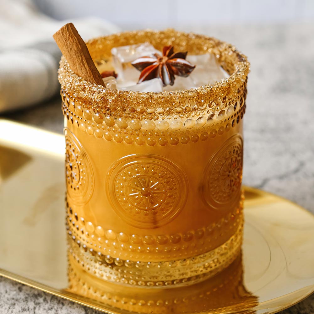 10 oz Hobnail Beaded Floral Vintage Drinkware - Set of 6 (Amber)