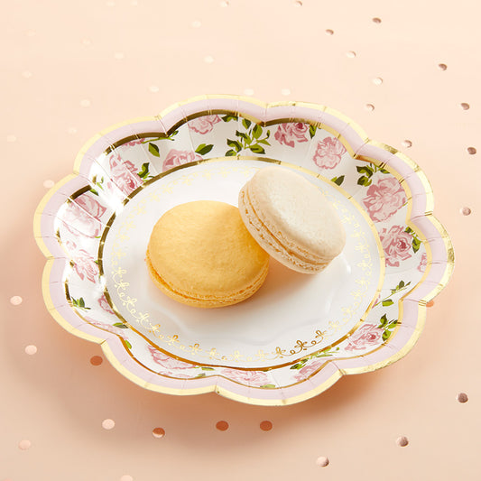 Tea Time Whimsy 7 in. Premium Paper Plates - Pink (Set of 16)