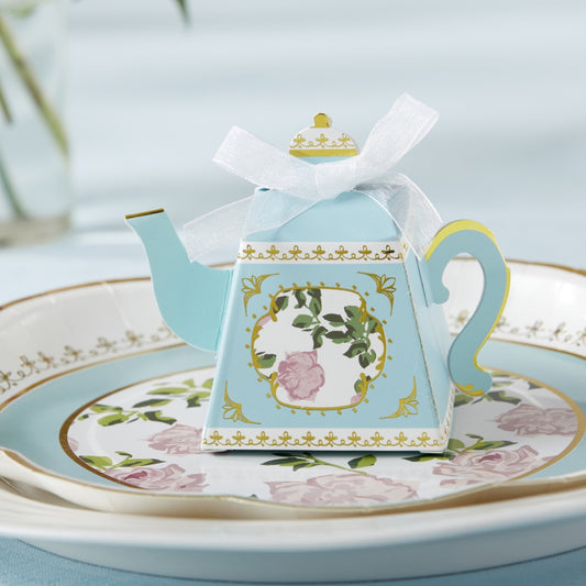 Tea Time Whimsy Teapot Favor Box - Blue (Set of 24)