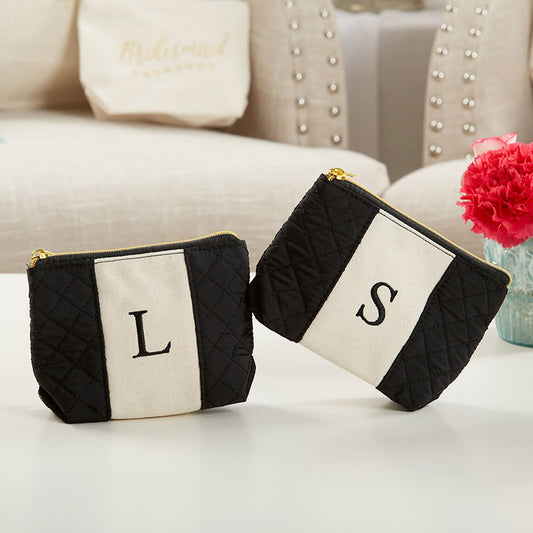 Classic Black and White Monogram Makeup Bag